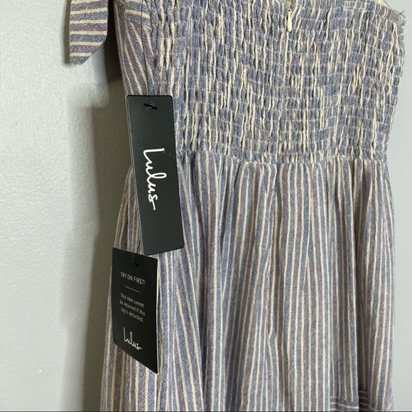 Lulu’s Golden Days Blue Striped Tie-Strap Maxi Dress - Picture 8 of 16